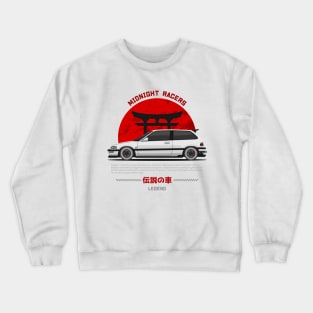 Midnight Racer White EF Hatchback JDM Crewneck Sweatshirt